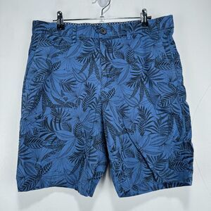 Banana Republic Aiden Shorts Blue Gray Flowers Cotton Stretch‎ Men Size 32